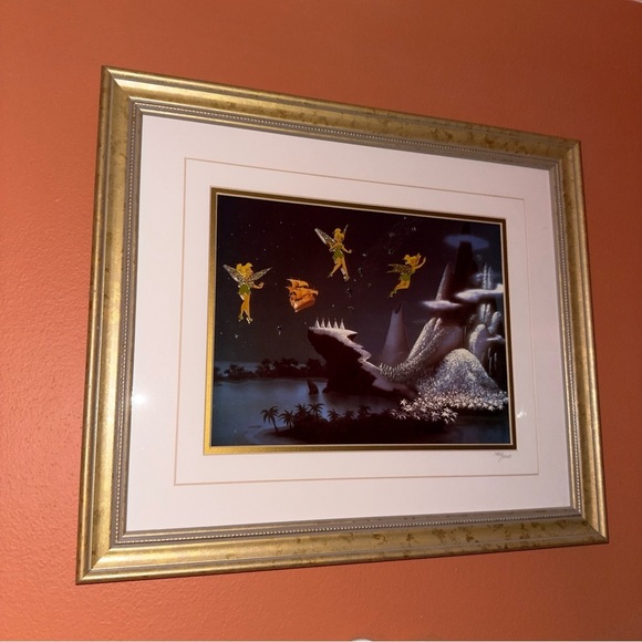 Disney Tinkerbell Framed Peter Pan Artwork Night Flight 1482/2500 LE Tink - Picture 10 of 13